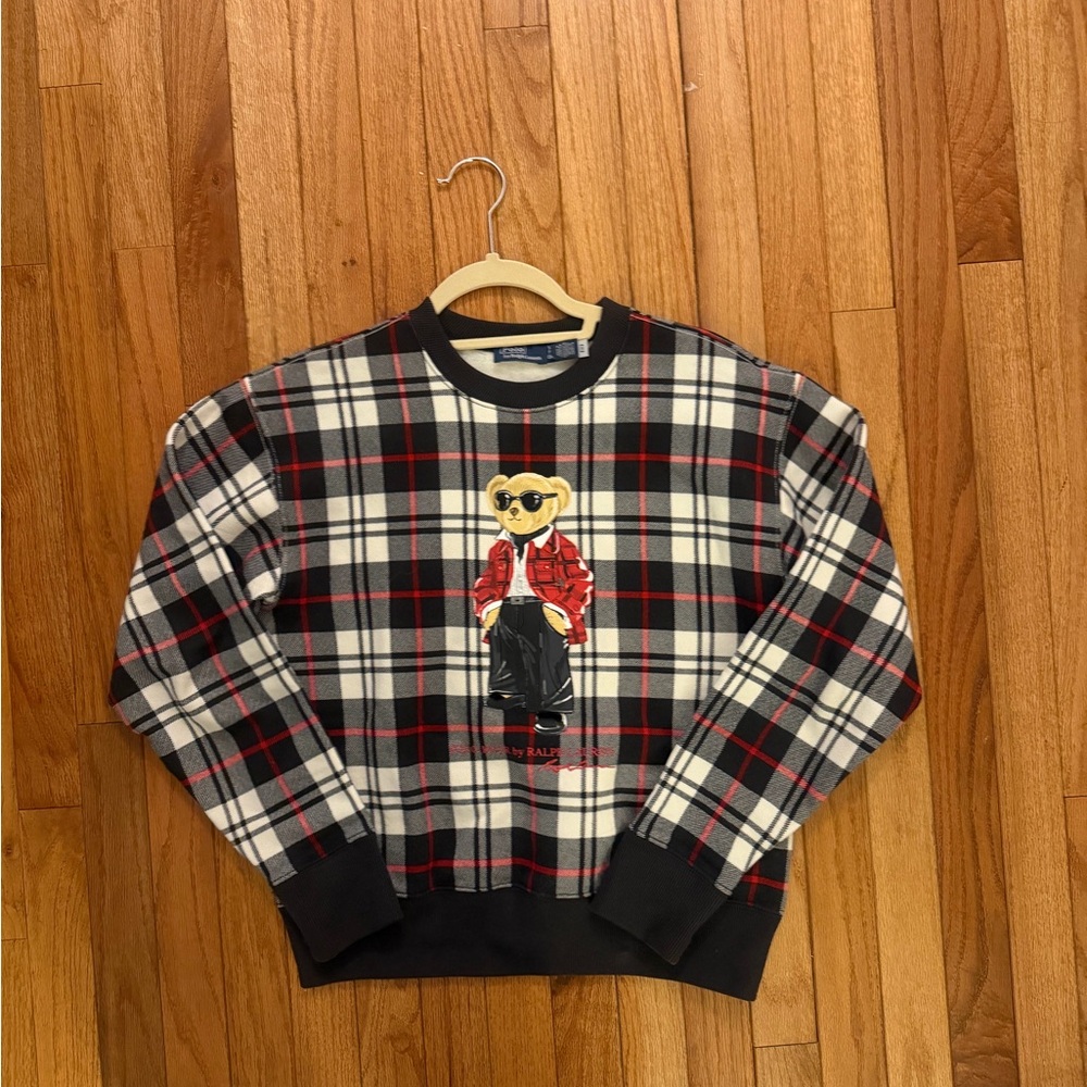 Polo Ralph Lauren Black and Red Plaid Bear Sweatshirt
